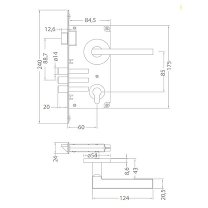 Cerradura Embutida Milano B60 Oficina