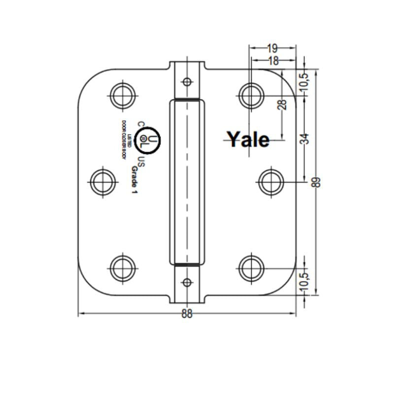 Bisagra Con Resorte Yale 3.5 x 3.5 Pulgadas Inoxidable