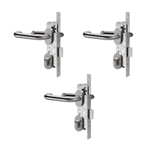 Pack 3 Cerraduras Embutidas Roma Puerta Abatir B35 Perfil Aluminio