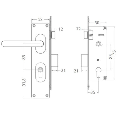Cerradura Embutida Roma Puerta Abatir B35 Perfil Aluminio