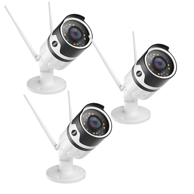 Pack 3 Camara WiFi/HD, V. Nocturna, Resistente a la Lluvia y App Yale Connect