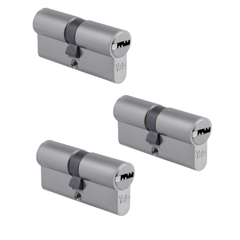 Pack 3 Cilindros Multipunto 80mm Níquel Satín