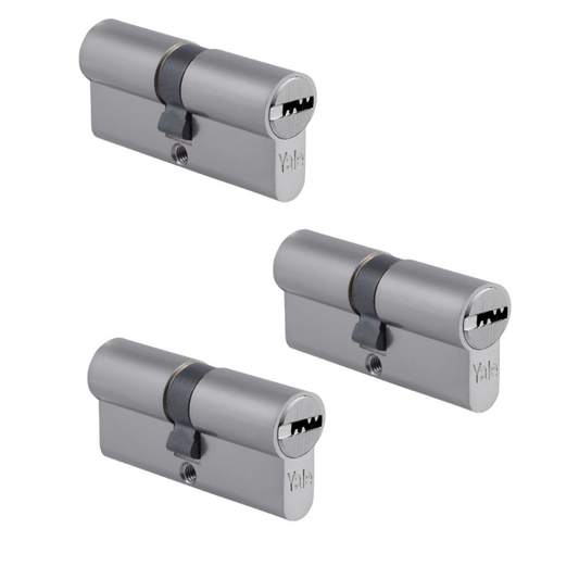 Pack 3 Cilindros Multipunto 80mm Níquel Satín